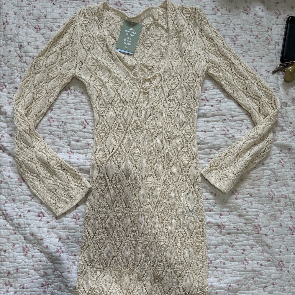 H&M Cream Knit Swim Coverup